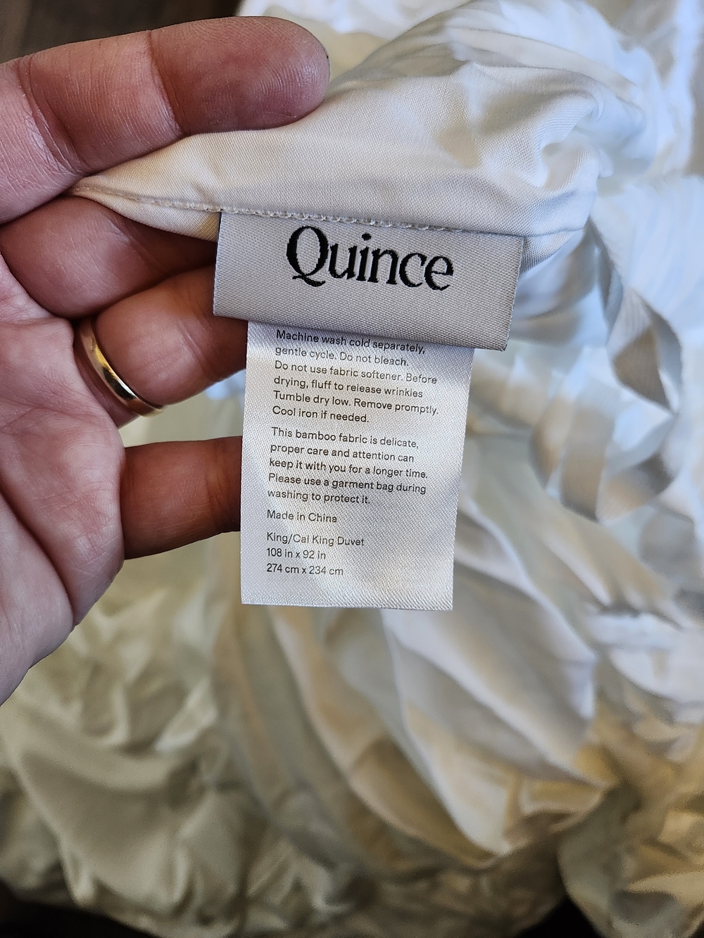 Quince Bamboo Duvet Cover King Cal King White NWT Organic Bamboo - Picture 5 of 8